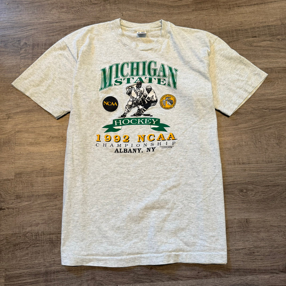 Vintage 1992 MICHIGAN STATE University Hockey Varsity Tshirt