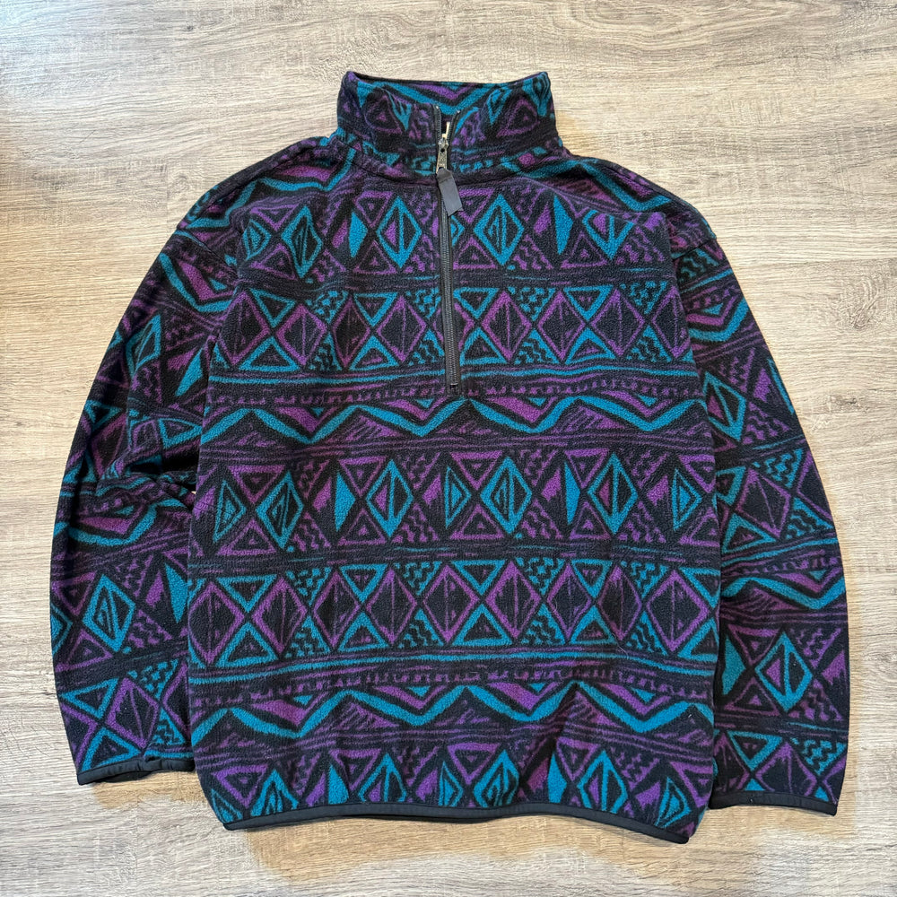 Vintage 90's Patterned Fleece 1/4 Zip Sweater