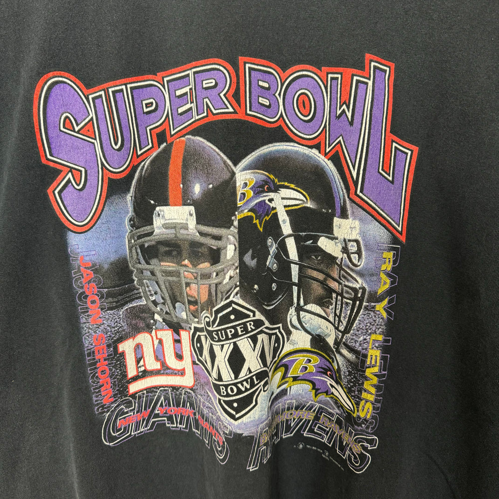 Vintage 2000 SUPER BOWL Giants Vs. Ravens Football Tshirt