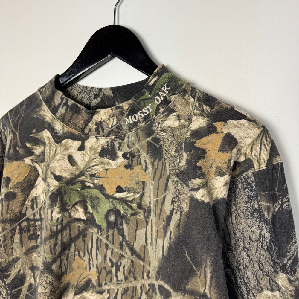 Vintage MOSSY OAK Real Tree Camo Mock Neck Long Sleeve Shirt