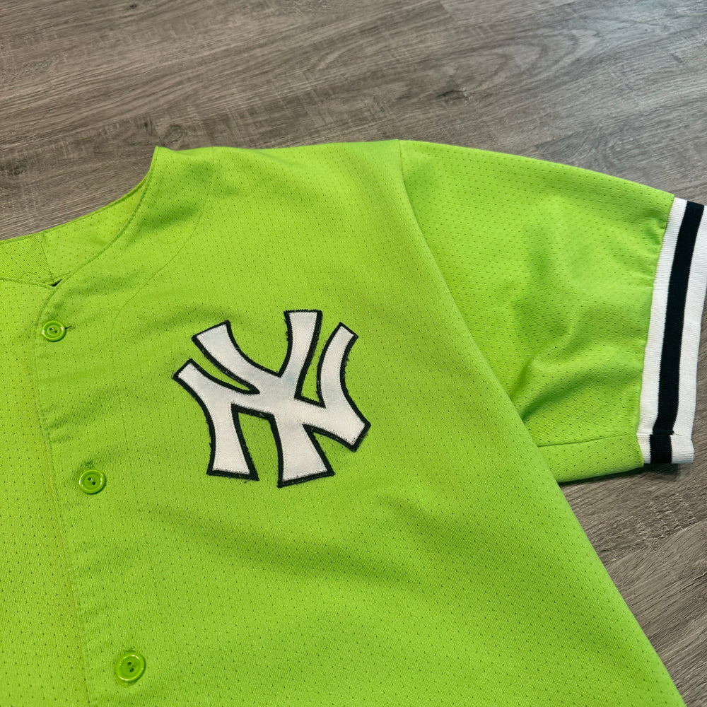 Vintage 90's MLB New York YANKEES Lime Green Baseball Jersey