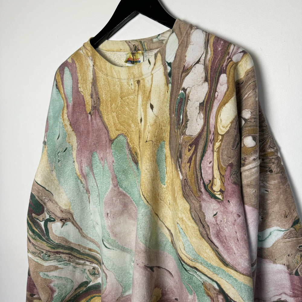 Vintage 90's MARBLE DYE Crewneck Sweatshirt