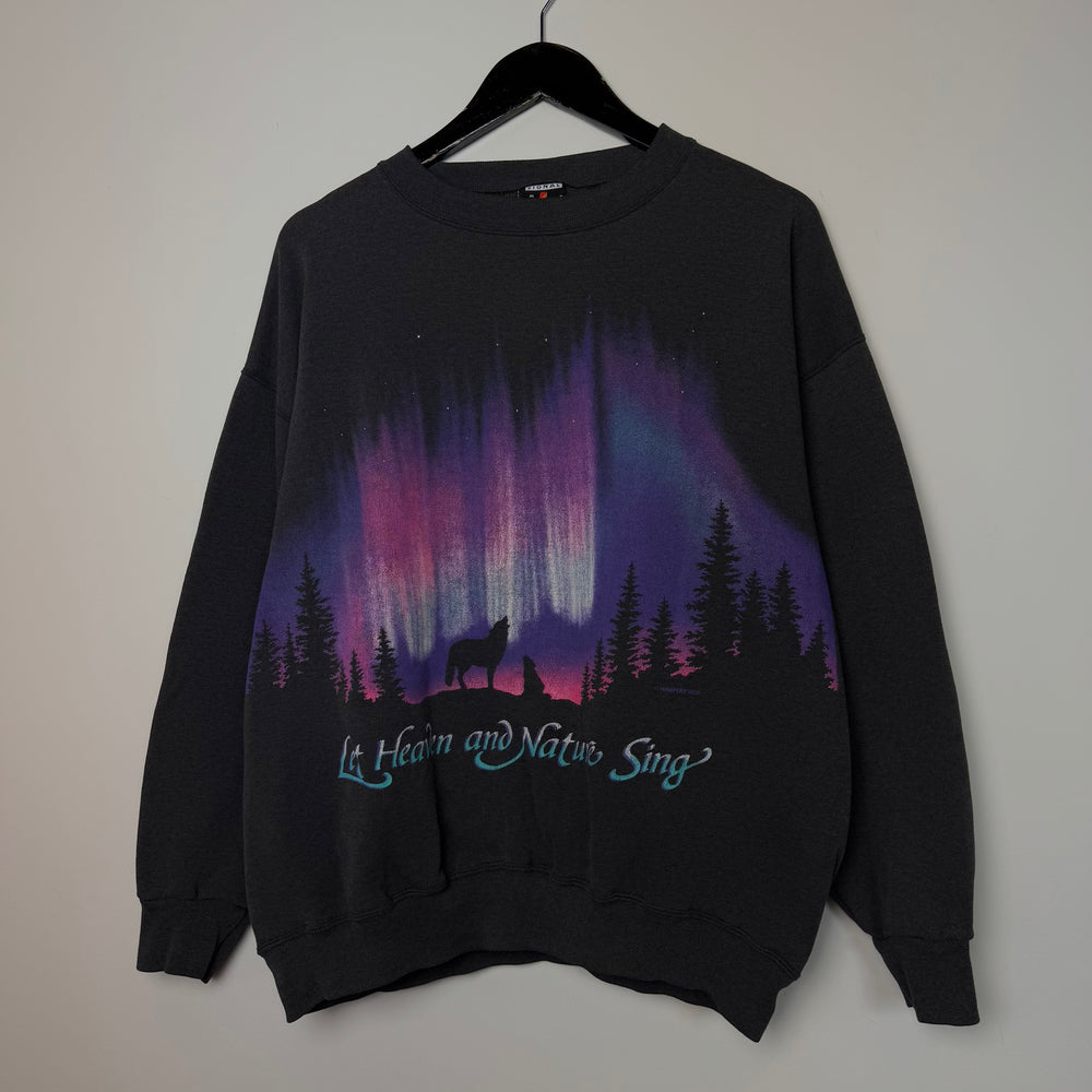 Vintage 90's Aurora Borealis WILDLIFE Northern Lights Sweatshirt