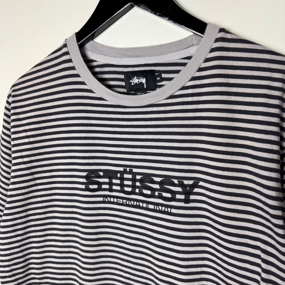 STUSSY Striped Spell Out Tshirt