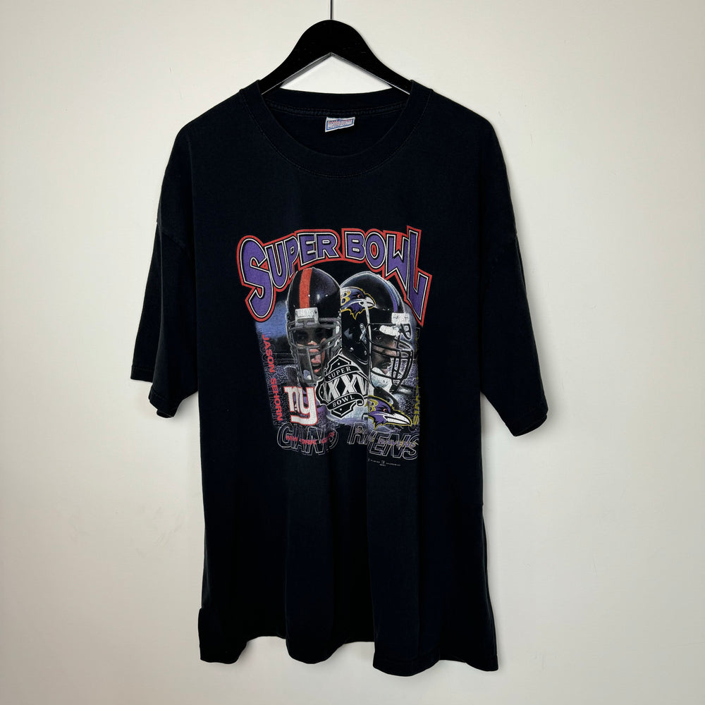 Vintage 2000 SUPER BOWL Giants Vs. Ravens Football Tshirt