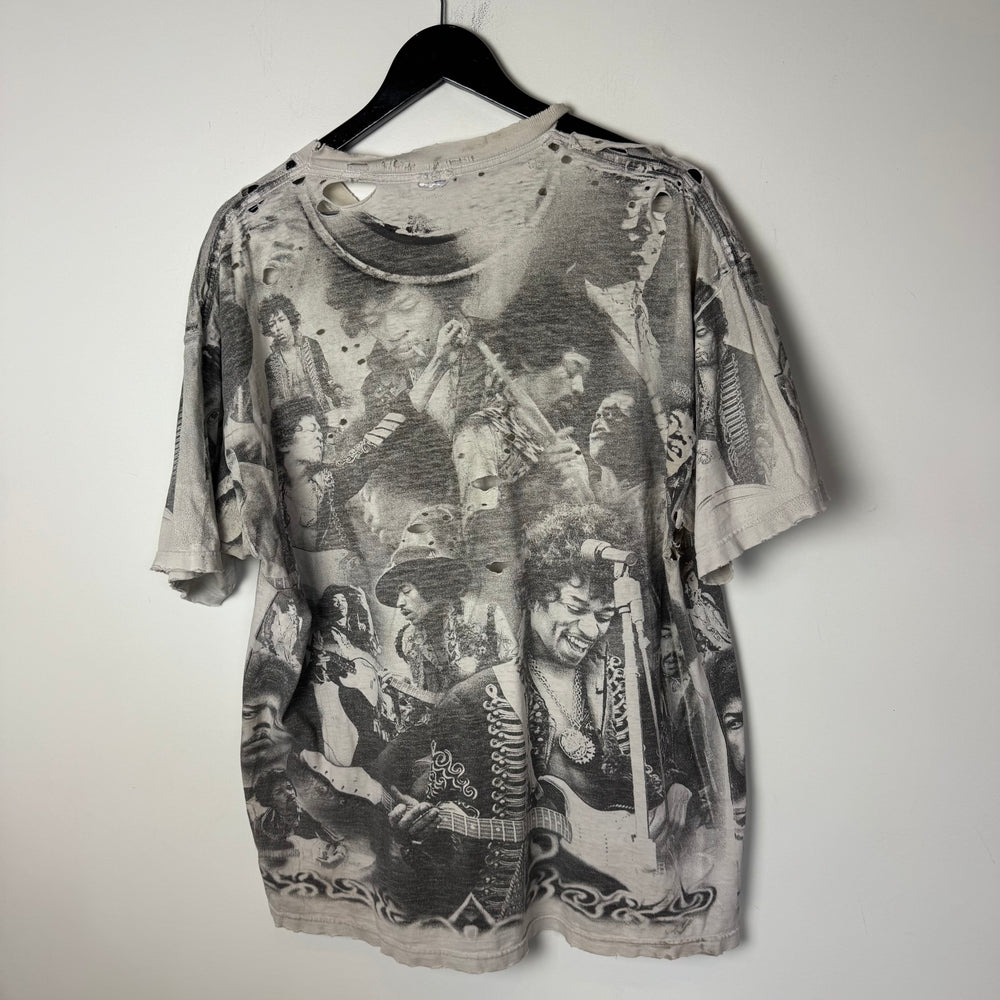 Vintage 90's JIMI HENDRIX Distressed All Over Print Tshirt