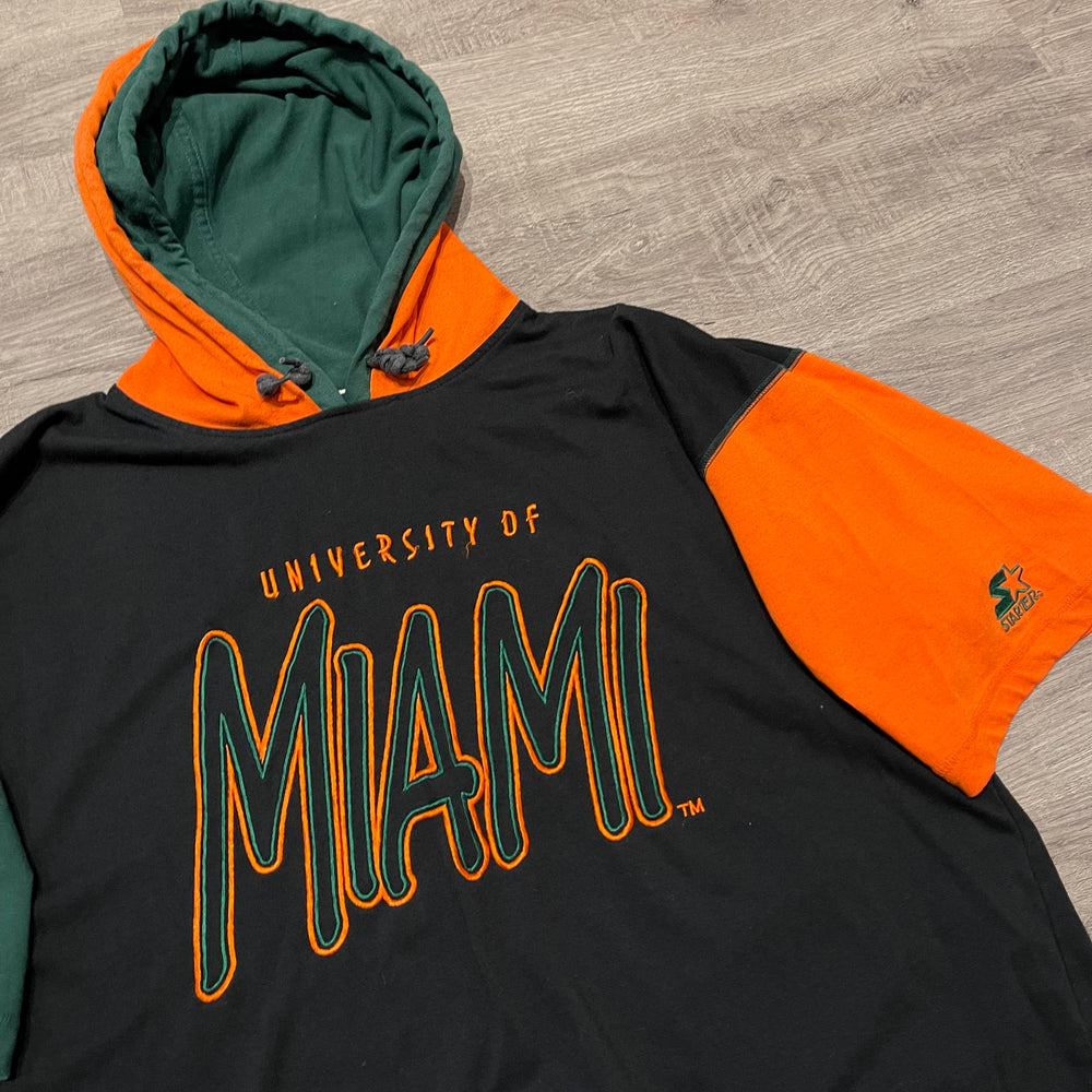 Vintage 90's University of MIAMI Hurricanes Starter Double Hood Tshirt