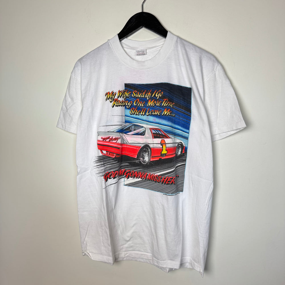 Vintage 90's RACING Wife Comedy Tshirt