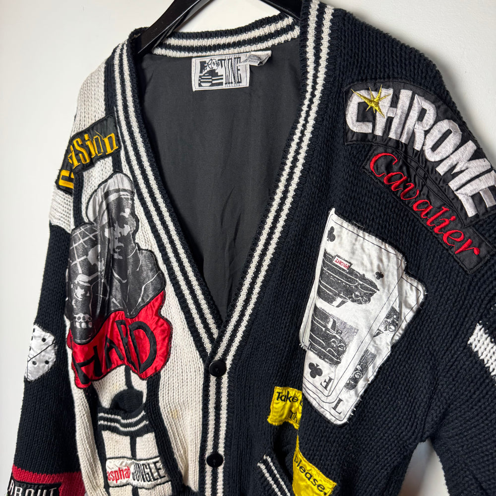 Vintage 90's FRONTLINE Chrome Cavalier Knit Cardigan Sweater