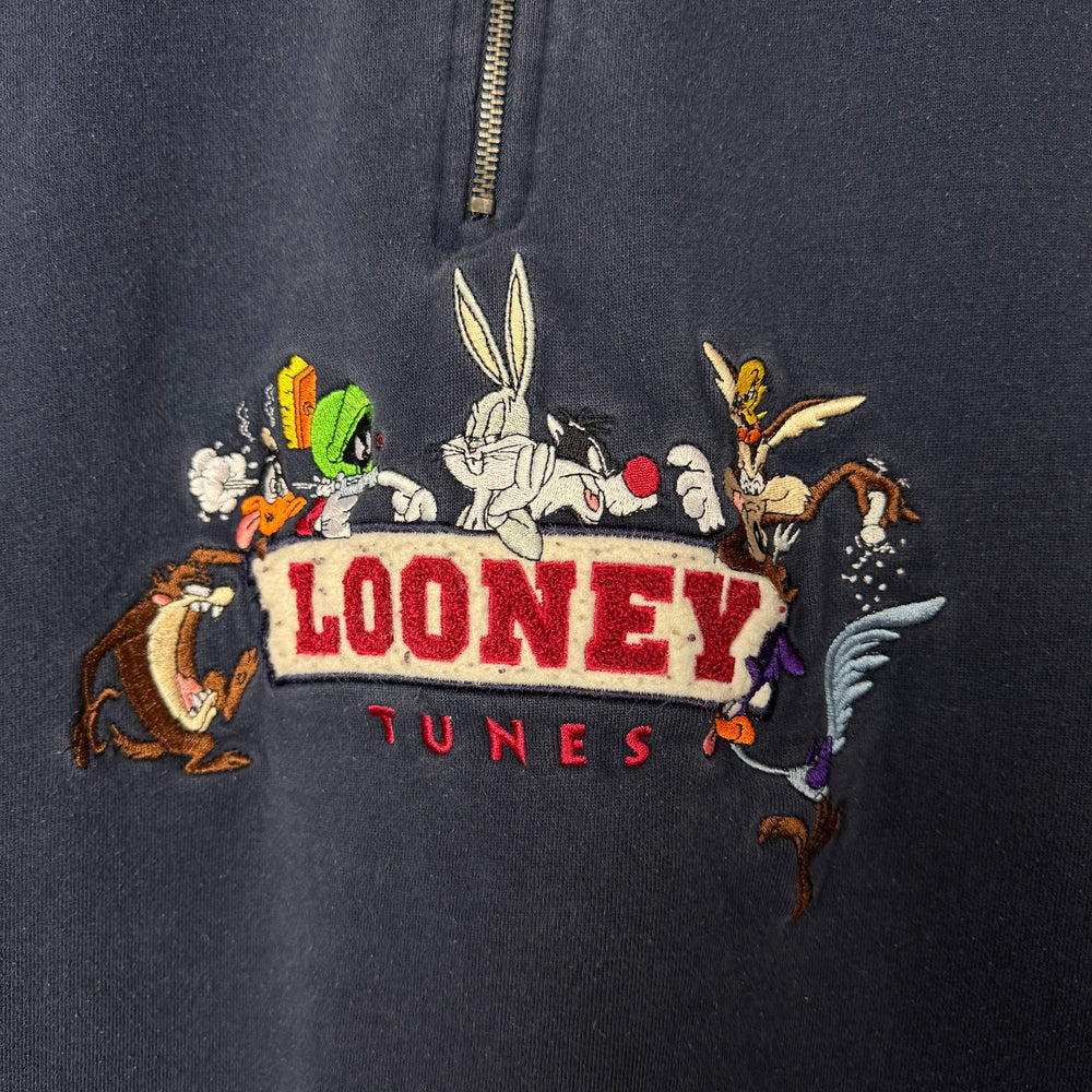 Vintage 90's LOONEY TUNES Embroidered 1/2 Zip Sweatshirt