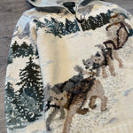 Rare Vintage Lauren Ralph Lauren Hand Knit Lambswool Dog Sledding Hoodie Sweater