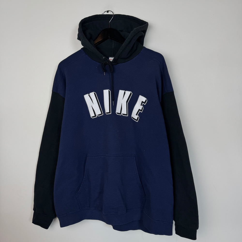 Vintage 90's NIKE Two Tone Spell Out Hoodie Sweatshirt