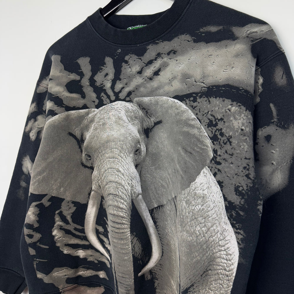 Vintage 90's ELEPHANT Wildlife All Over Print Sweatshirt