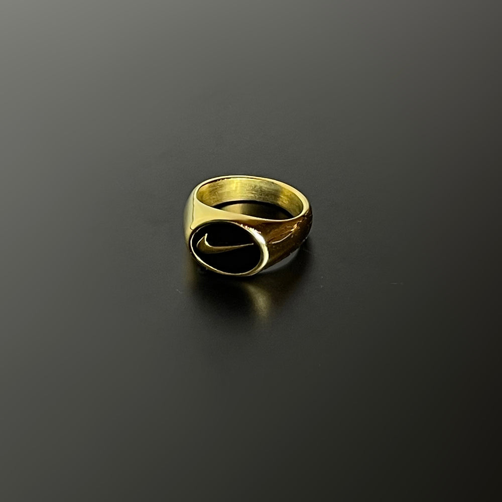 SWOOSH Signet Ring: Gold Finish