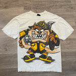 Vintage 90's LOONEY TUNES Taz Fireman Jumbo Print Tshirt