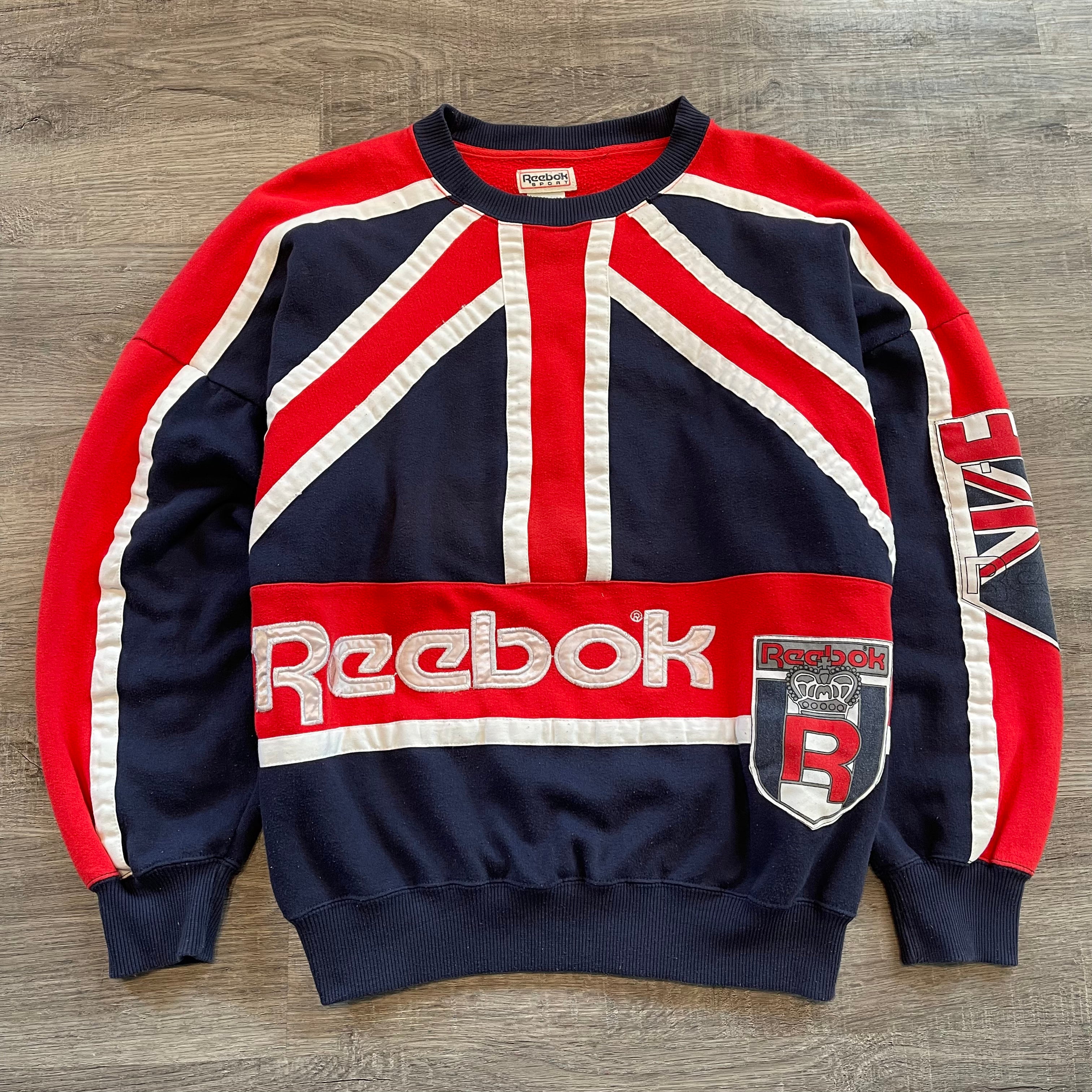 Vintage 90's REEBOK Union Jack Patchwork Sweatshirt