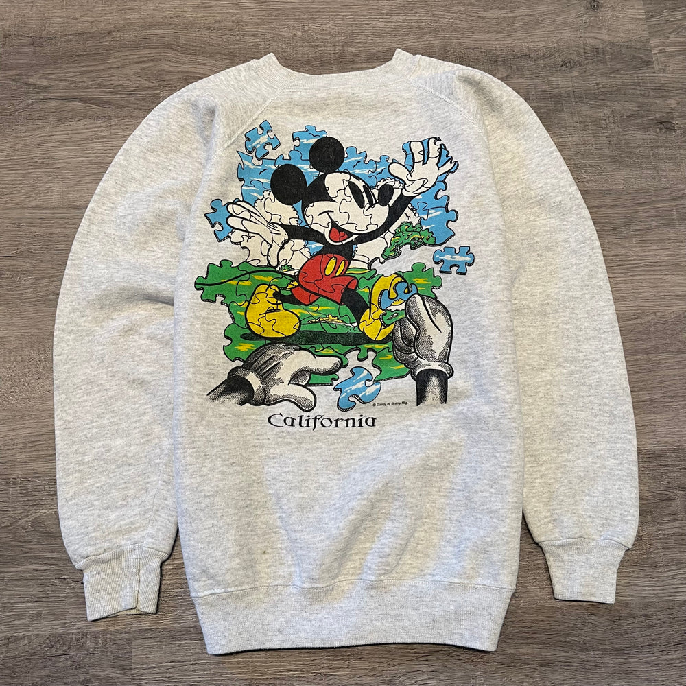 Vintage 90's DISNEY Mickey Mouse Puzzle Piece Graphic Sweatshirt