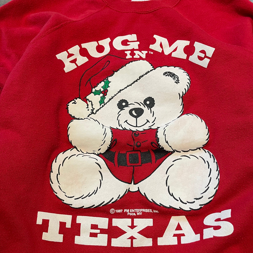 Vintage 1980's HUG ME IN TEXAS Holiday Teddy Bear Sweatshirt